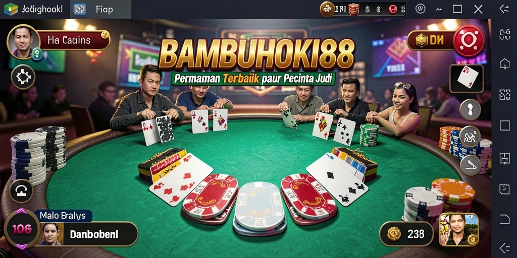 Tampilan gameplay seru di BAMBUHOKI88 yang menampilkan aksi poker.