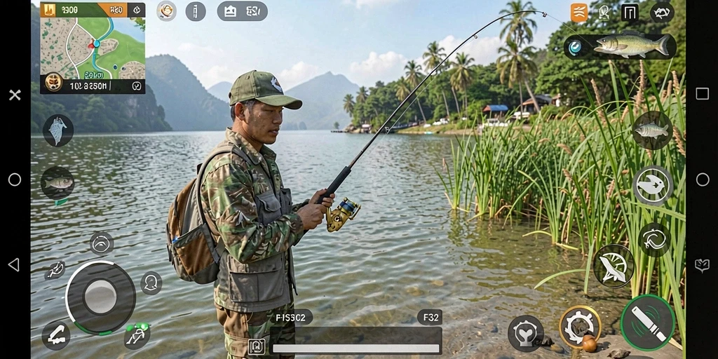 Tangkapan ikan yang spektakuler dalam gameplay F32 yang menarik.