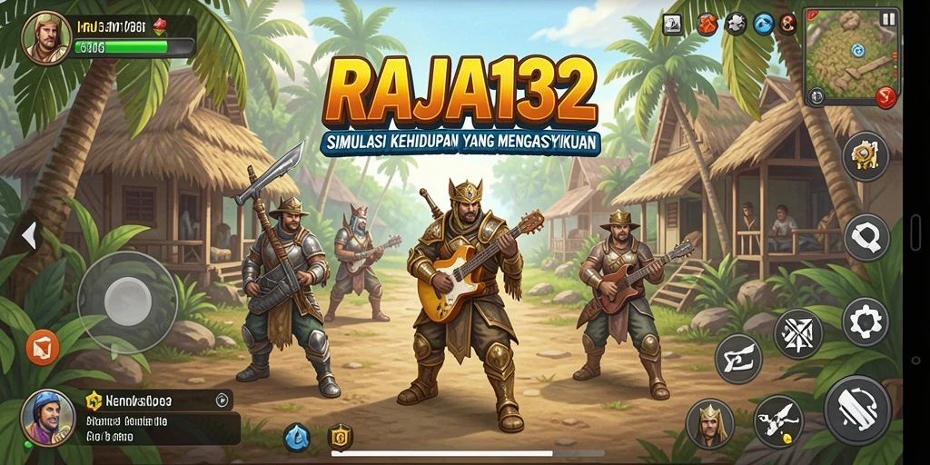 Gameplay RAJA132 yang menampilkan interaksi karakter dan lingkungan.
