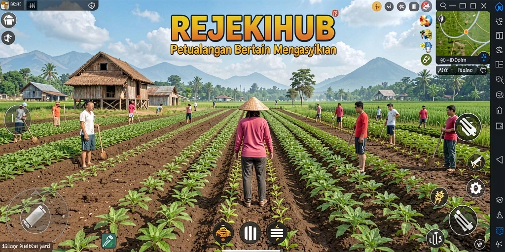 Tampilan gameplay seru yang menggambarkan aktivitas bertani di REJEKIHUB.