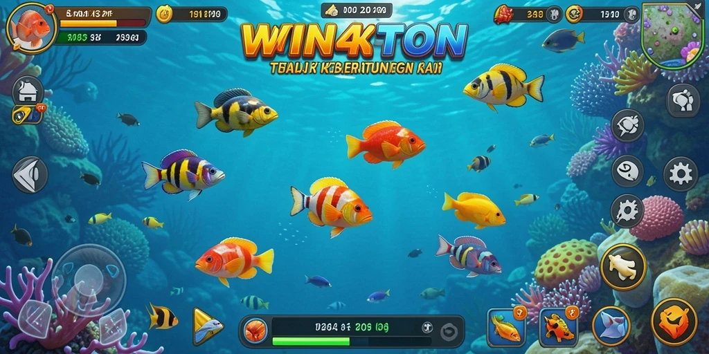 Screenshot gameplay WIN4D yang menampilkan serunya menembak ikan.